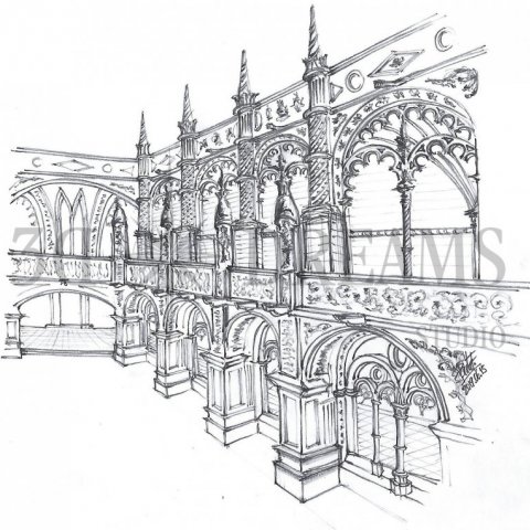 Desenho do Claustro do Mosteiro dos Jerónimos