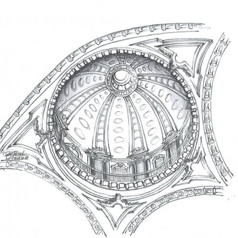 Esquisso da Basilica no Palácio Nacional de Mafra