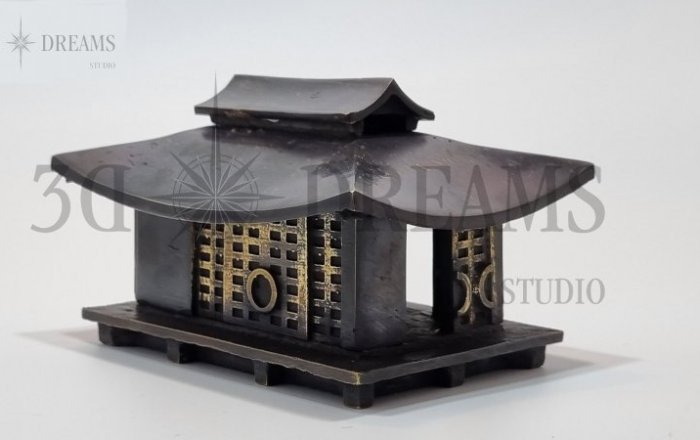 Casa Japonesa - Modelo 3D em latão oxidado