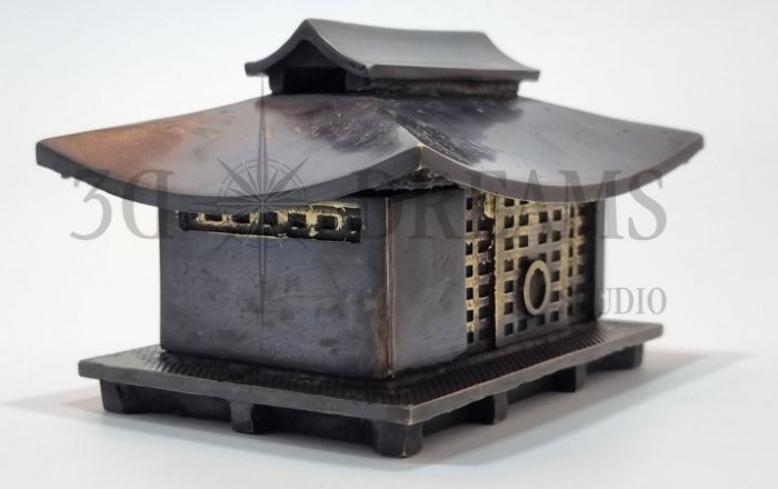 Casa Japonesa - Modelo 3D em latão oxidado